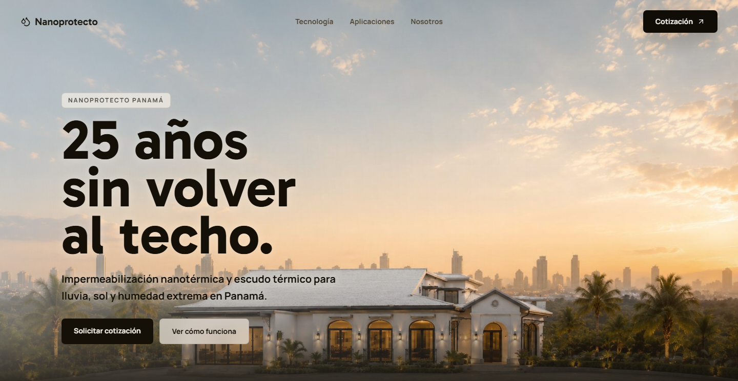 Página principal de Nanoprotecto Panamá